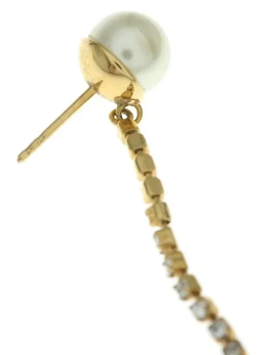 Dior Tribal Faux Pearl CD Logo Earrings Star Rhinestone Gold White - Picture 6 of 6